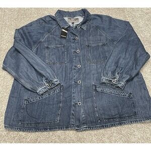 Torrid Women Jacket Size 3X Tencel Denim Chore Pocket Blue Chambray  NEW $120